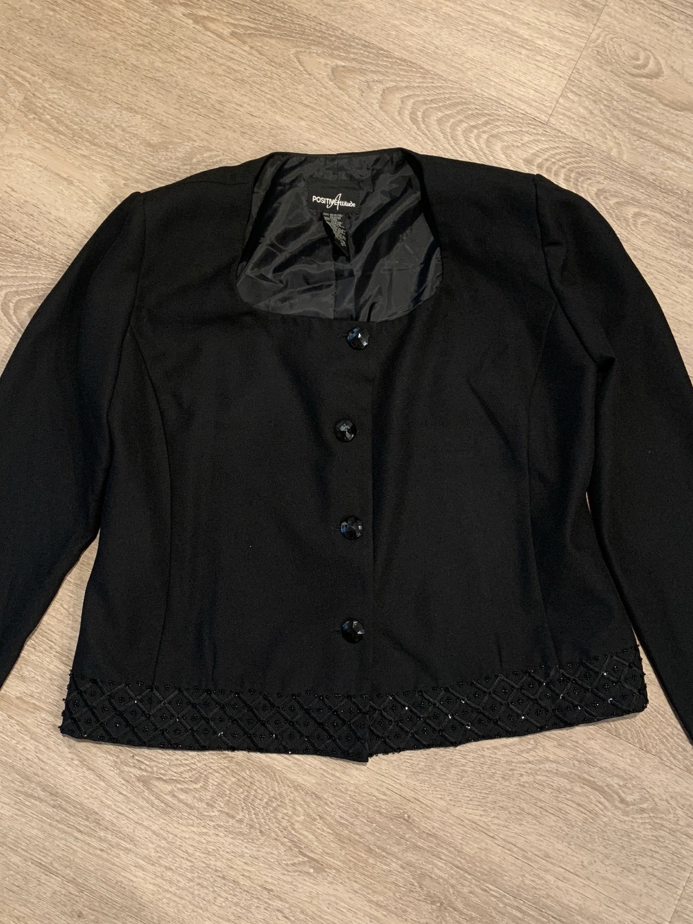 Positive Attitude Black Beaded Jacket Size 10